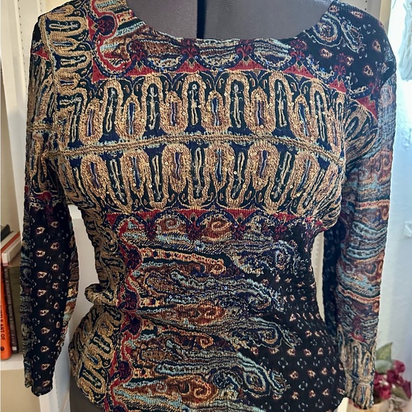 Alberto Makali  XL Sheer Beaded Crinkle Artsy Grunge Boho Y2K Bright Pattern - Picture 1 of 9